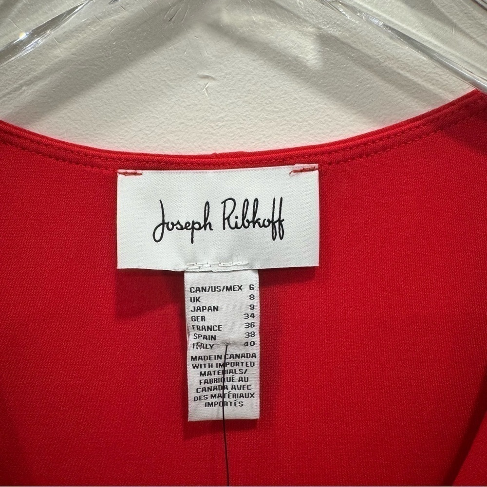 Joseph Ribkoff Red Ruffle Wrap Dress Size 6 - Picture 7 of 8